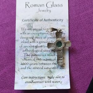 Roma Silver and Green Roman Glass Necklace